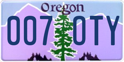 OR license plate 007OTY