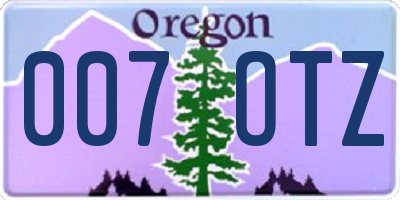 OR license plate 007OTZ
