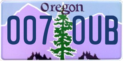 OR license plate 007OUB