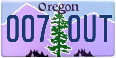 OR license plate 007OUT