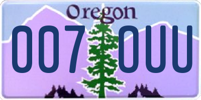 OR license plate 007OUU