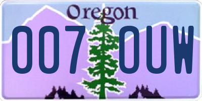 OR license plate 007OUW