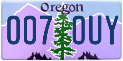 OR license plate 007OUY