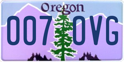 OR license plate 007OVG