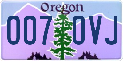 OR license plate 007OVJ