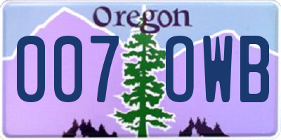 OR license plate 007OWB