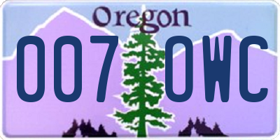 OR license plate 007OWC