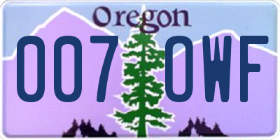OR license plate 007OWF