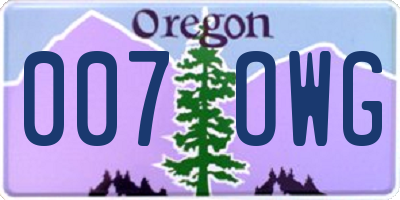 OR license plate 007OWG