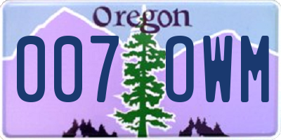 OR license plate 007OWM
