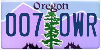 OR license plate 007OWR