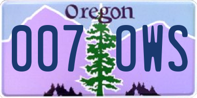 OR license plate 007OWS