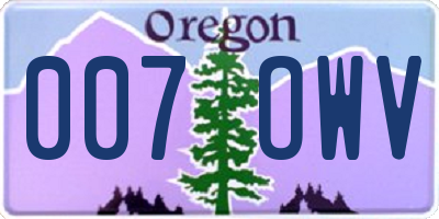 OR license plate 007OWV