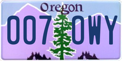 OR license plate 007OWY
