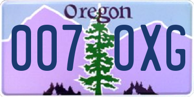 OR license plate 007OXG