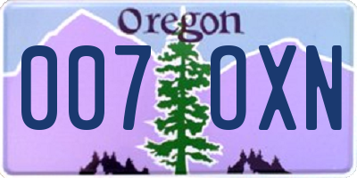 OR license plate 007OXN