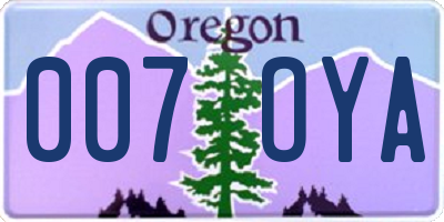 OR license plate 007OYA