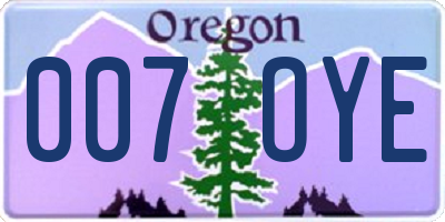 OR license plate 007OYE