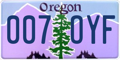 OR license plate 007OYF