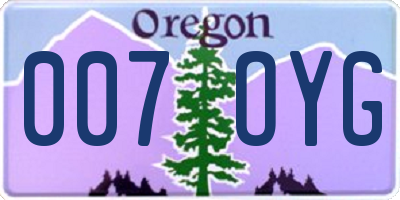 OR license plate 007OYG