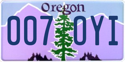 OR license plate 007OYI