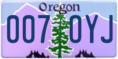 OR license plate 007OYJ