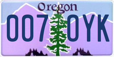 OR license plate 007OYK
