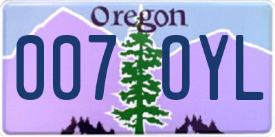 OR license plate 007OYL