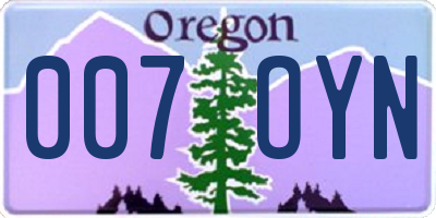 OR license plate 007OYN