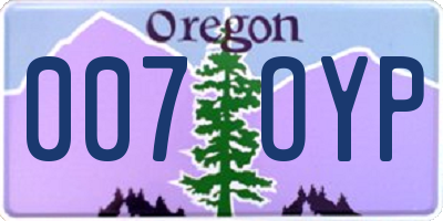 OR license plate 007OYP