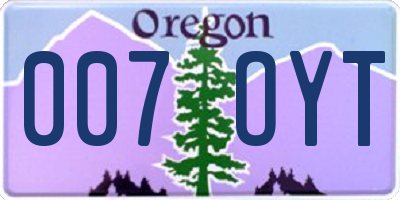 OR license plate 007OYT