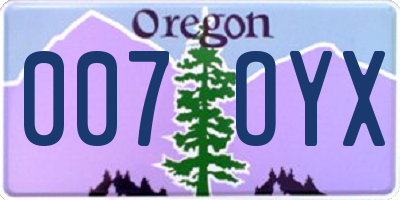 OR license plate 007OYX