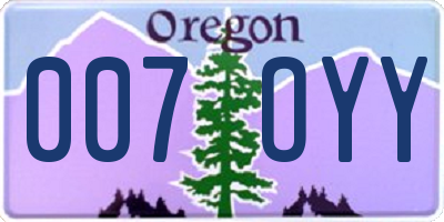 OR license plate 007OYY