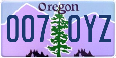 OR license plate 007OYZ