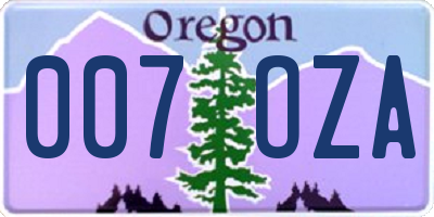 OR license plate 007OZA