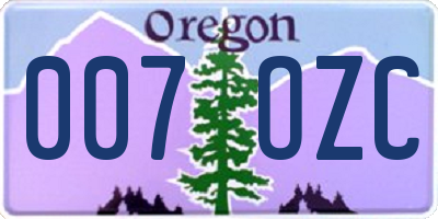 OR license plate 007OZC