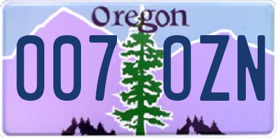 OR license plate 007OZN