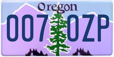 OR license plate 007OZP