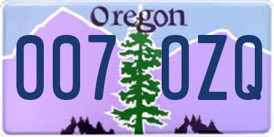 OR license plate 007OZQ