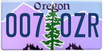 OR license plate 007OZR