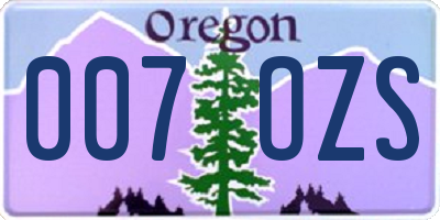 OR license plate 007OZS