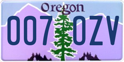 OR license plate 007OZV