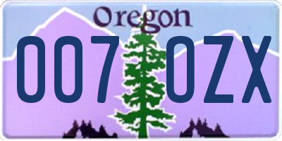 OR license plate 007OZX