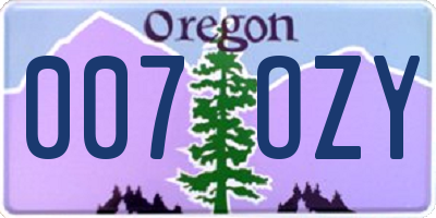OR license plate 007OZY