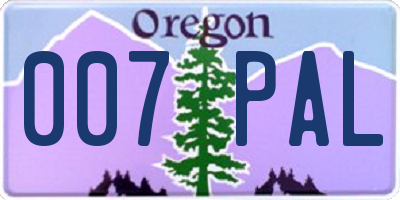 OR license plate 007PAL