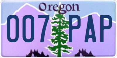 OR license plate 007PAP