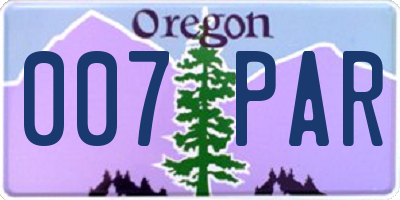 OR license plate 007PAR