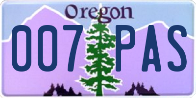 OR license plate 007PAS