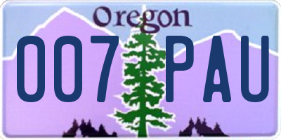 OR license plate 007PAU