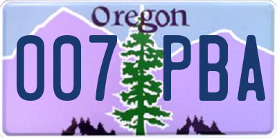 OR license plate 007PBA